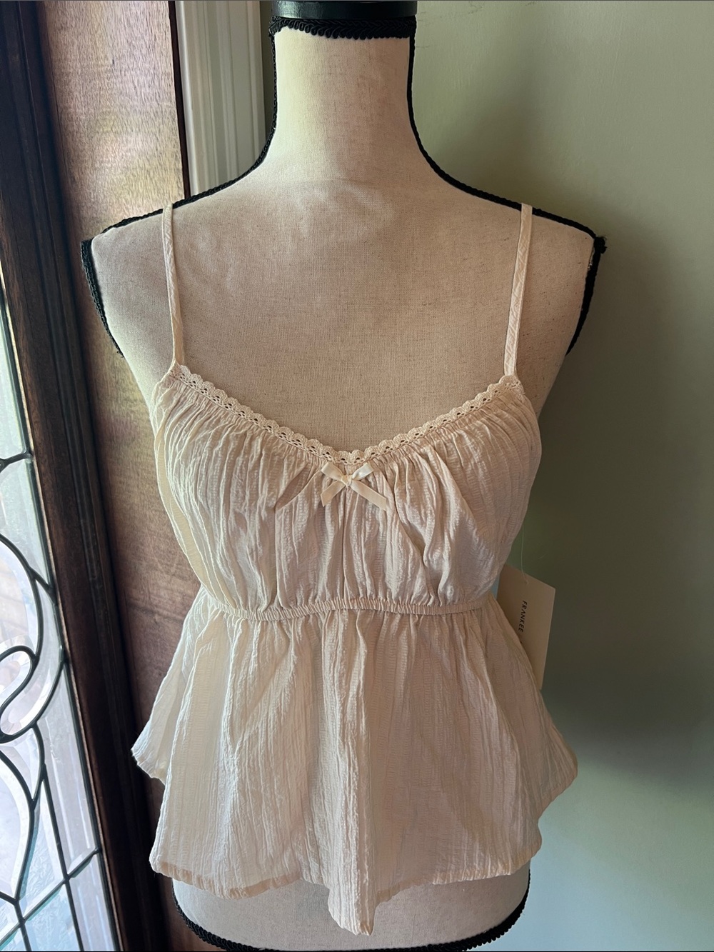 Frankee & Skylarr Cream Textured Peplum Tank